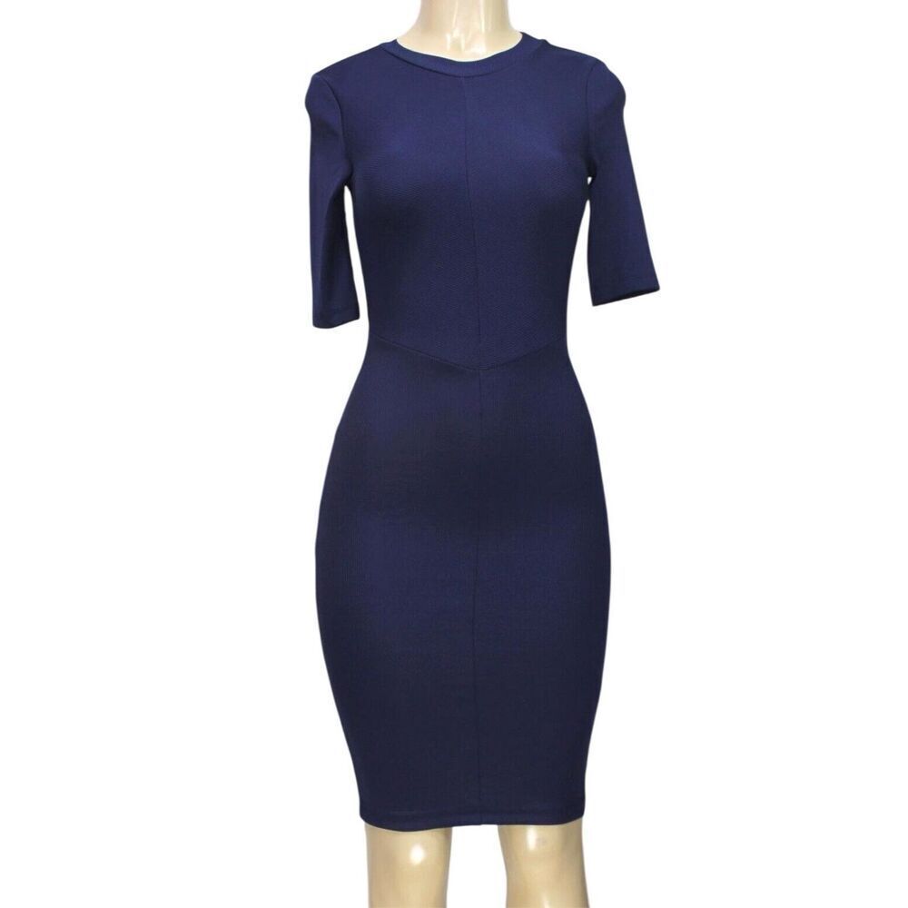 ✨H&M Women's Stretch Short Sleeve Navy Sz Small Dress✨